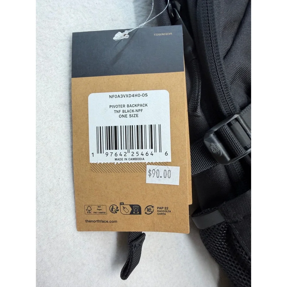 The North Face Pivoter Backpack Black Laptop School Bag NWT